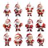 12 Pcs Wooden Santa Claus Ornaments Christmas Tree Hanging Cartoon Santa Claus Decoration for Xmas Tree Party Decor