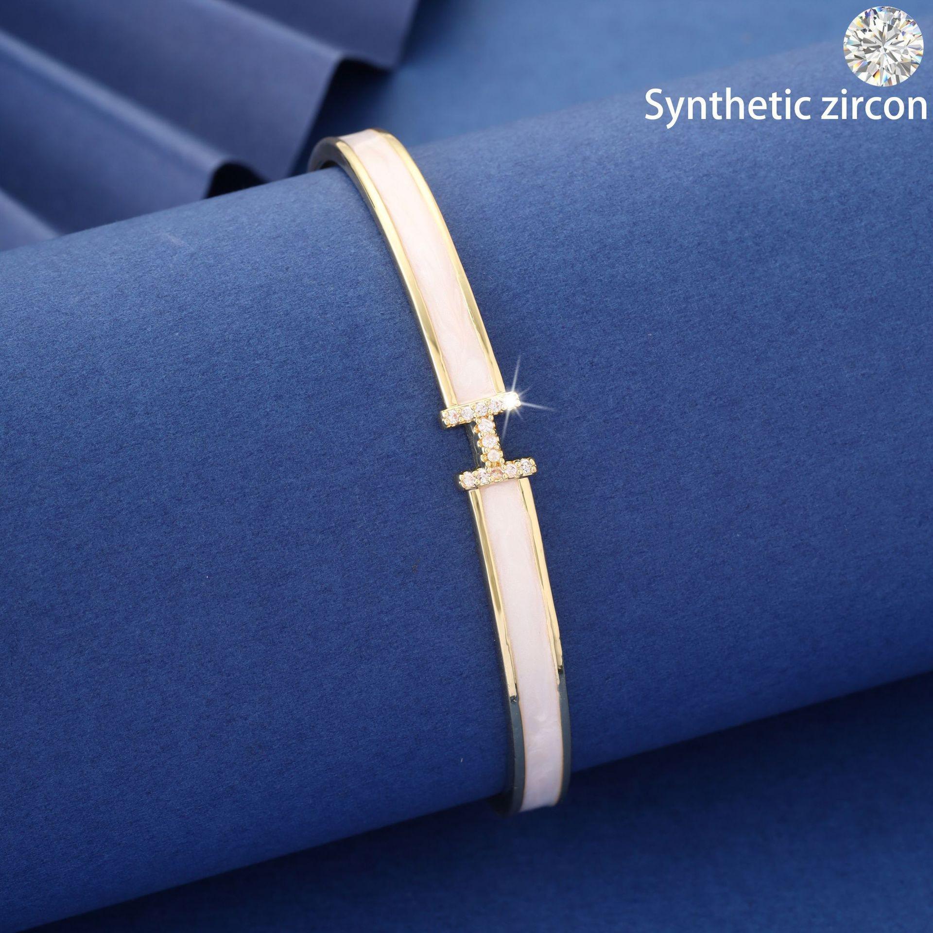 Цирконовый браслет-кафф для открывания писем: Роскошный браслет для поездок на работу, Изысканная модная бижутерия для женщин, Издание 2025 года. SZ60824-J (Oil Painting)