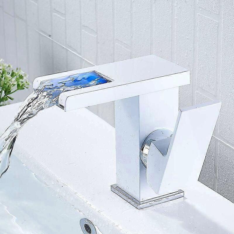 LED-Badezimmerarmatur (Weiß) Heiß Kalt Arbeitsplatten Waschbecken Badezimmer Armatur