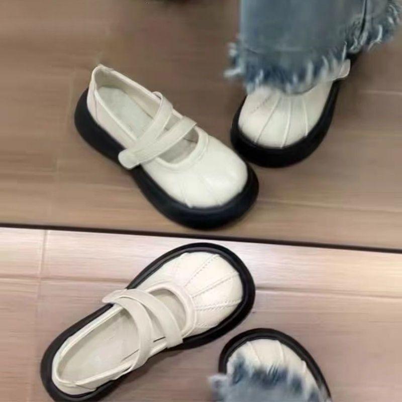 Skinny and Heightened Single Shoes 2024 New Autumn Platform Mary Jane Shoes Women's Skirt College Style Round Head Small Leather Shoes Tide
