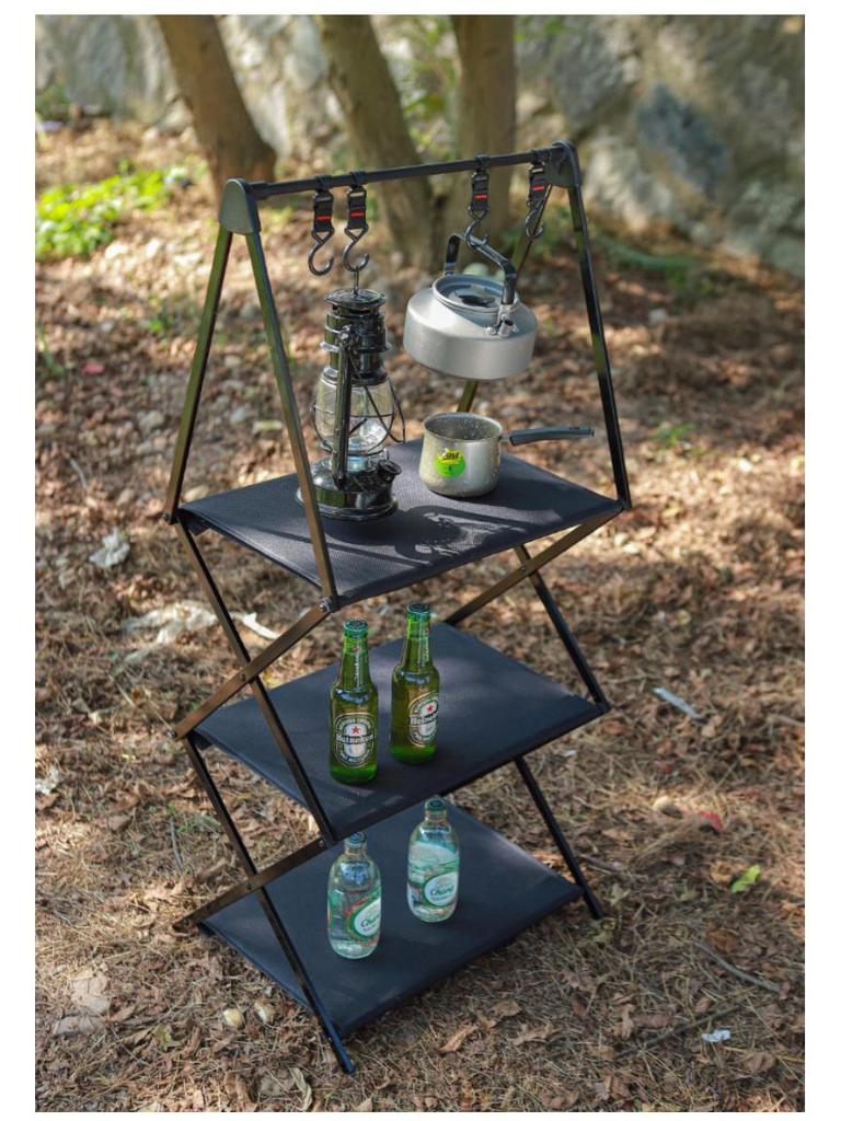 Portable Aluminum Multi-Layer Folding Storage and Drying Rack for Camping