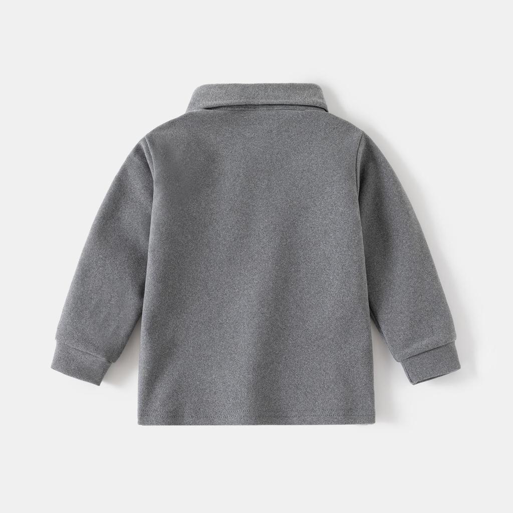 Children's 2024 Long-Sleeve Polo Shirt: Thickened Lapel Korean-Style Top for Boys - Autumn Collection.