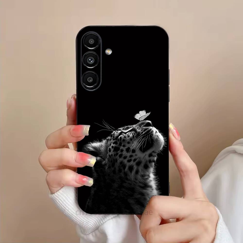 Lion Pattern Phone Case For Samsung S25,24,23,22,21,S20,Ultra,Plus,FE Black Soft Cover