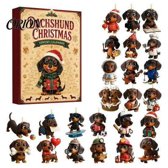Christmas Home Decor Accessories 2026 Advent Calendar Dachshund Ornament Set, Countdown Hanging with 24 Acrylic Dog Ornaments Mini Figures, 2D Pendant