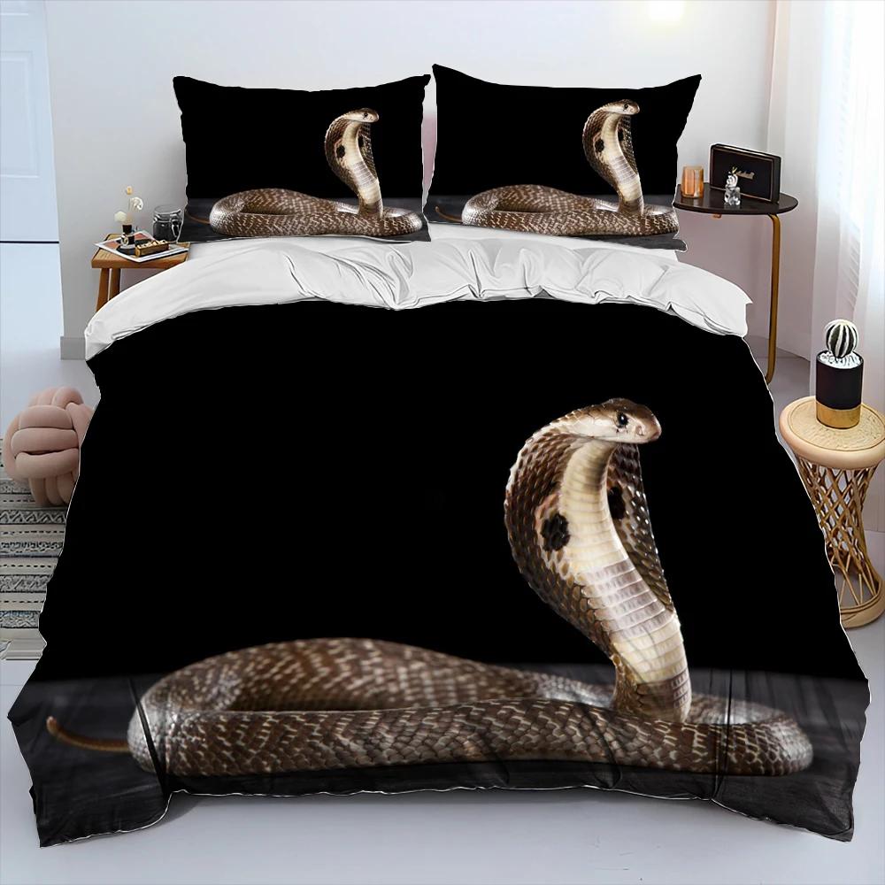 Snake Duvet Cover Set Serpent Comforter Bedding with 2 Pillowcases Comfortable and Breathable Scary Animals Style Quilt Covers