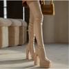 New Style Luxury Women Thigh High Boots Double Platform Black High Heels Over The Knee Boots Zip Sexy Long Shoes Boots for Woman