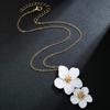 Fashionable and Minimalist Metal Pleated Flower Pendant Necklace, One-piece Flower Long Collarbone Chain Necklace