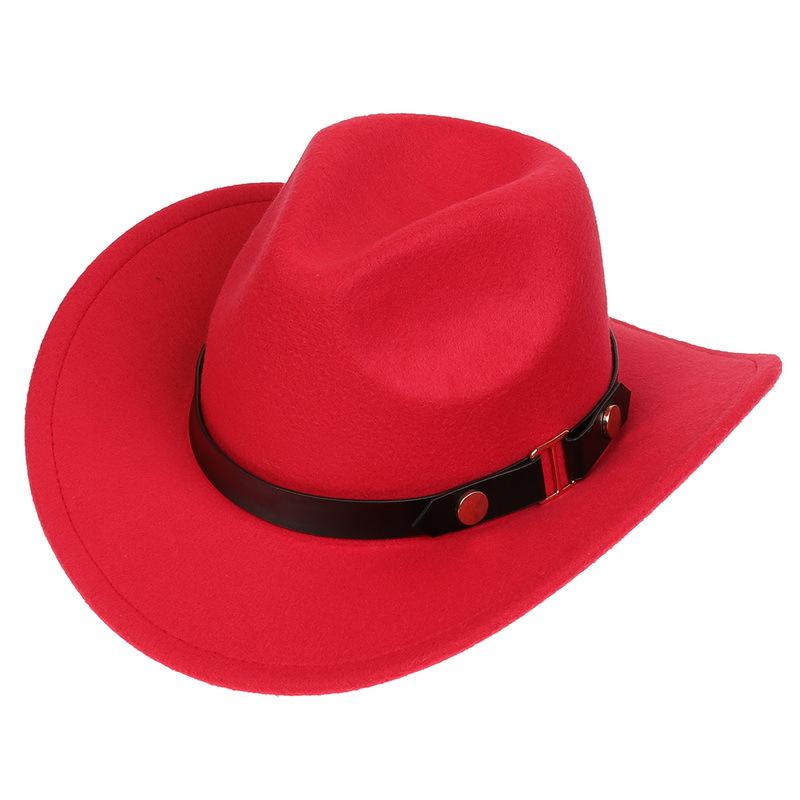 Western Cowboy Top Hat Spring And Autumn New Jazz Hat Big Brim Pentagram Belt Accessories Felt Hat Men And Women