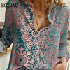 Spring Long Sleeve Button Shirts 3D Floral Printed Loose Lapel Shirt Vintage Women's Blouses Tops Summer Female Clothing