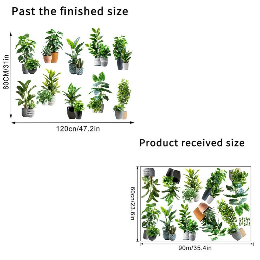 Self-Adhesive Plant Bonsai Wall Stickers Large Size Wall Mural Green Plants Wallpaper Living Room