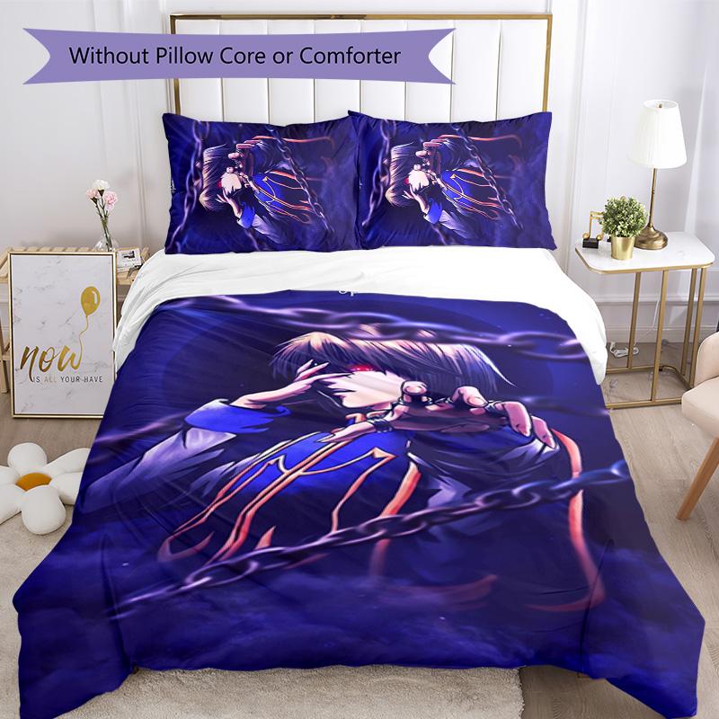 Kurapika 3pcs Bedding Set Duvet Cover Closure Includes 1 Duvet Cover & 2 Pillowcases for All Seasons Bedroom Home Dorm Decor