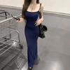 Show Figure, Waist Temperament, Hip Skirt, Suspender Dress, Summer Solid Color Tight Fishtail Dress
