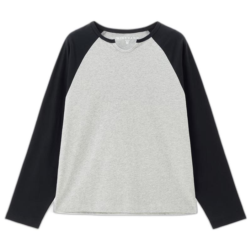 Giordano Women s American Style Color-Block Long Sleeve T-Shirt M