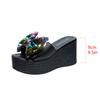 Aphixta  9cm Hight Wedge Heels Colorful Bow Flowers Platform Slides Summer Woman Shoes Platform Slide Shoes Sandalias De Mujer