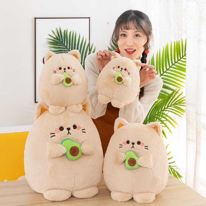 Cute Avocado Cat Plush Toy Doll Kitten Girl Holiday Gift Sleeping Pillow