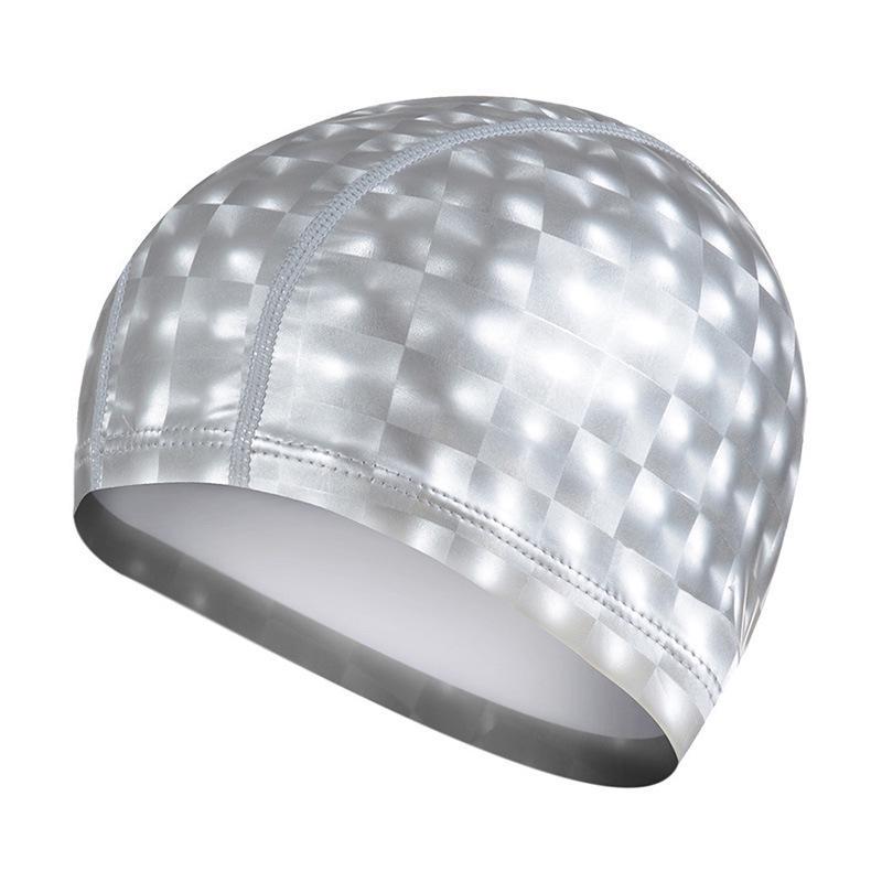 Cuffia da nuoto in PU impermeabile elastica da donna per uomo, protezione per le orecchie, capelli lunghi, cappello da piscina