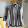 Country Goods: Men's Long-Sleeve Shirt with Small Horse Embroidery, Business Casual Versatile Turn-Down Collar Pure Cotton Spring and Autumn Shirt
