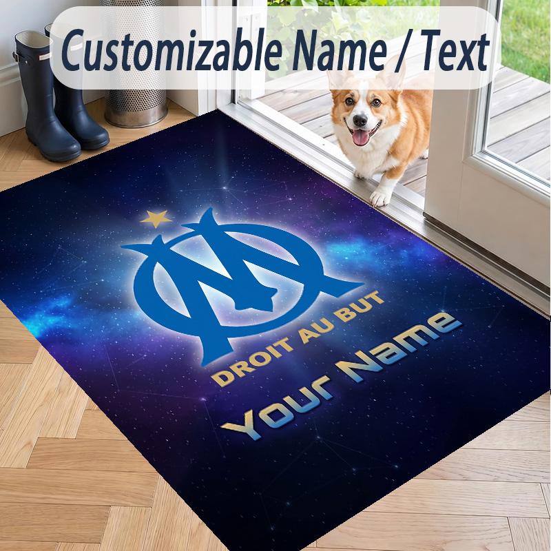 Custom Text Printed Rug Olympique Marseille FC Non Slip Floor Carpet For Home Room Decor