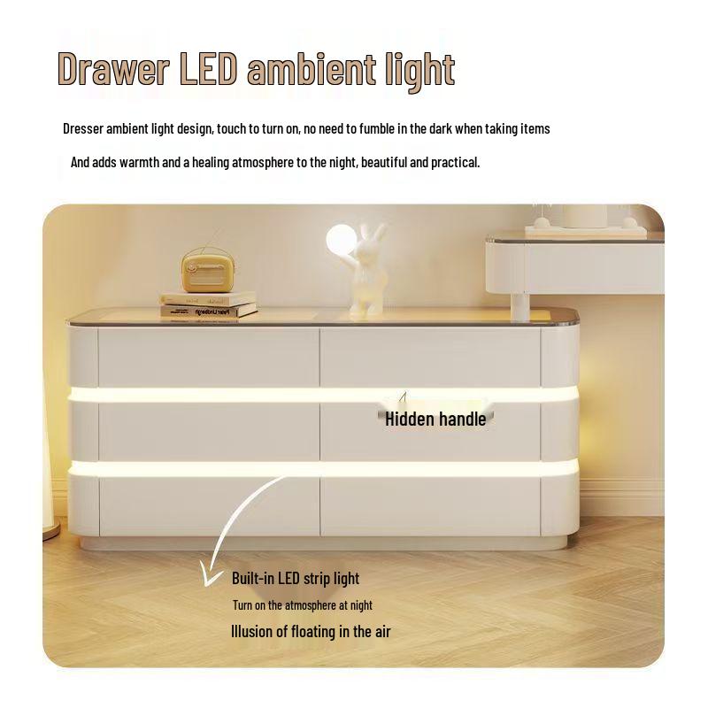 Elegant Solid Wood Vanity Table with Integrated Mirror and Drawers for Bedroom