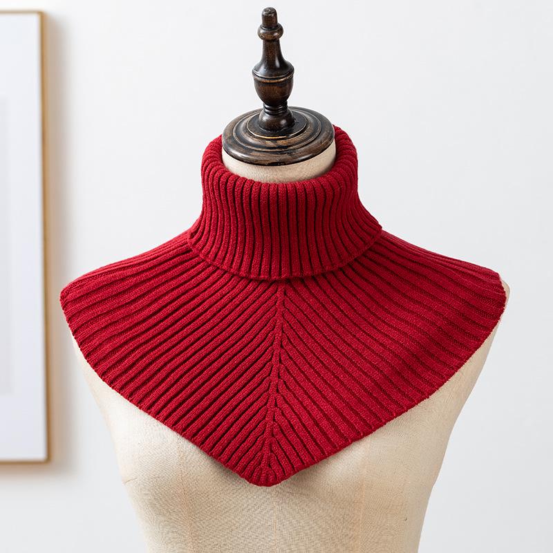 2025 Autumn/Winter High Neck Knit Shawl: Versatile Triangle Faux Collar Neck Warmer.