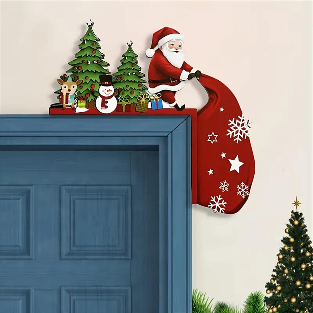 Christmas Door Frame Corner Wall Stickers, Elk,wooden Door Corner Decorations