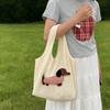 Korean Style Canvas Shoulder Bag Versatile Women's Armpit Bag Cartoon Animals Tote Bag  Female