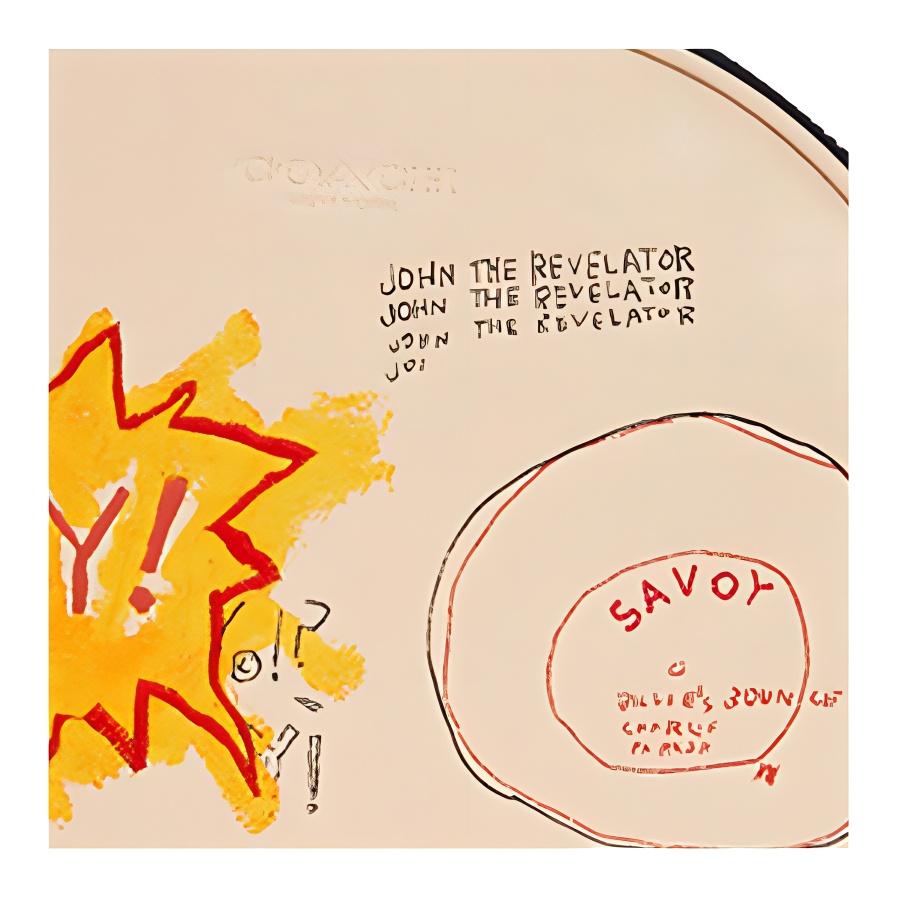 Coach X Basquiat Collaboration 22 Canteen Graffiti Print Round Leather Handheld Shoulder Crossbody Bag Small Women bags Off-white C5451-QBT04