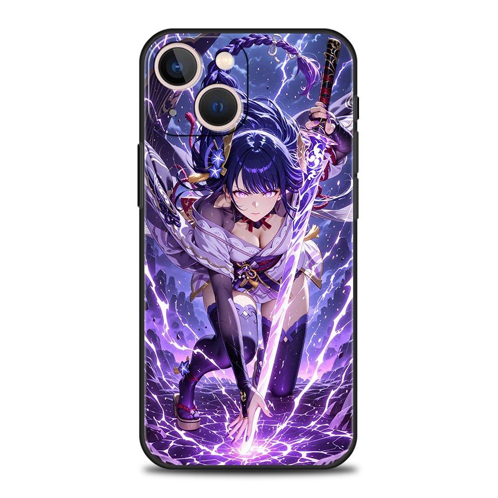 Handyhülle Für iPhone 17 16e 15 14 13 12 11 Pro Max SE 7 8 Plus Hülle iPhone 16 Weiche TPU Hülle Raiden Shogun Genshin Impact
