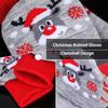 Red Christmas Fingerless Flip Gloves for Women Elk Christmas Tree Printed Holiday Atmosphere Warm Knitted Glove Student Supplies