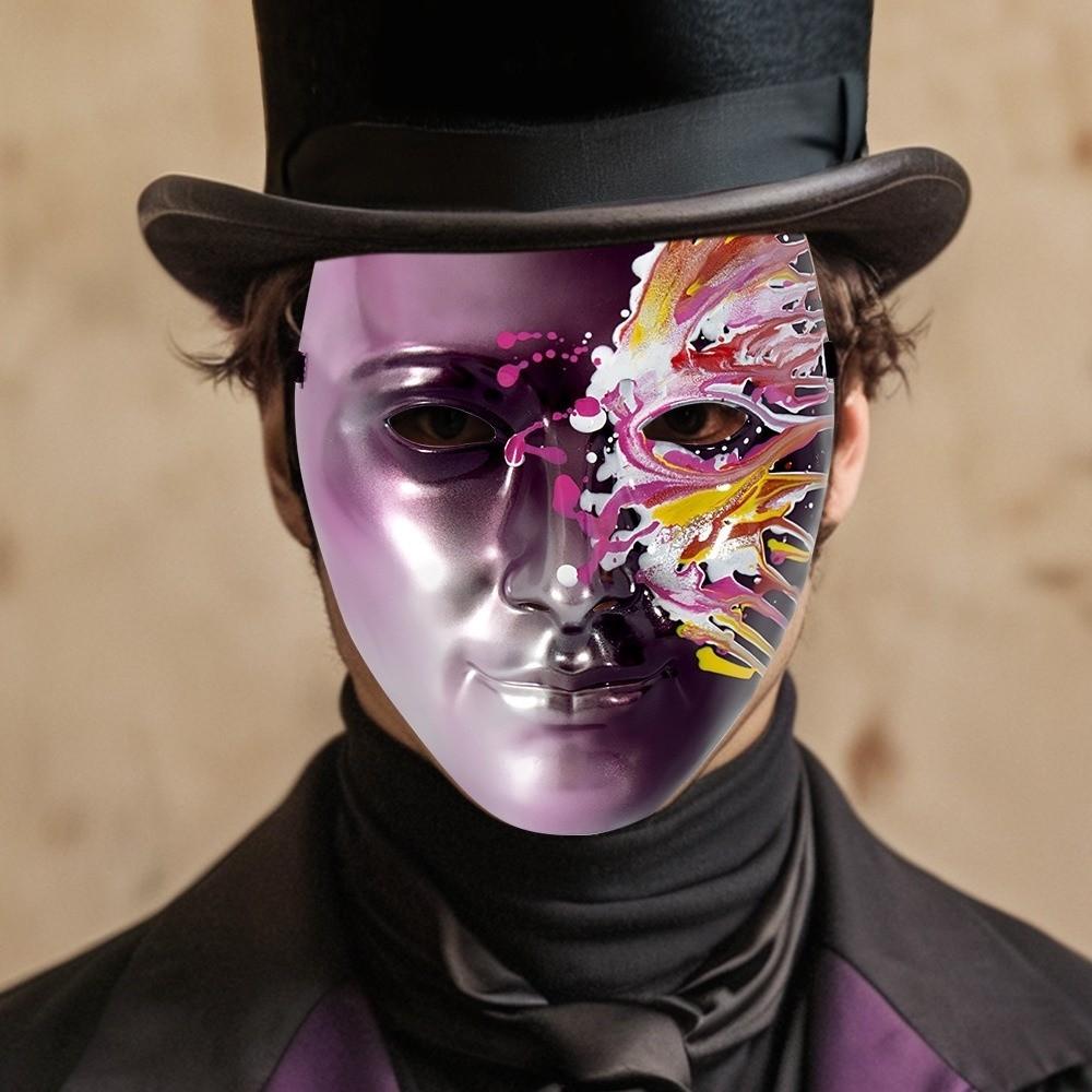 Flowing Phantom Paint Face Mask Plastic Anime Cosplay Props Personality Halloween Mask  Adult