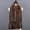 Winter Natural Mink Fur Scarf For Women Long Style Lady Genuine Fur Neckerchief Handmade Knitted Really Mink Fur Scarves