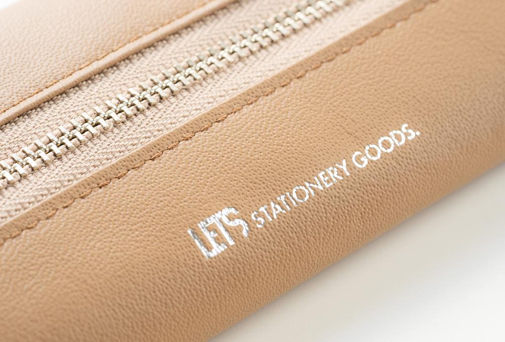 Italian Leather Pen Case Pentaboric Cafe Au Lait (Brown)