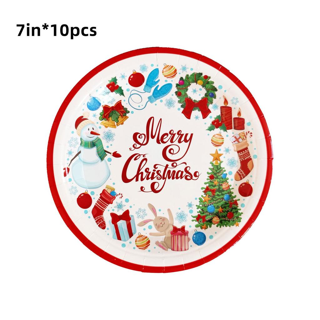 Christmas Santa Merry Claus Banner Paper Tray Paper Cup Table Cloth Accessories