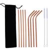 10 Pcs Metal Reusable 304 Stainless Steel Straws Straight Bent Drinking Straw with Case Cleaning Bru