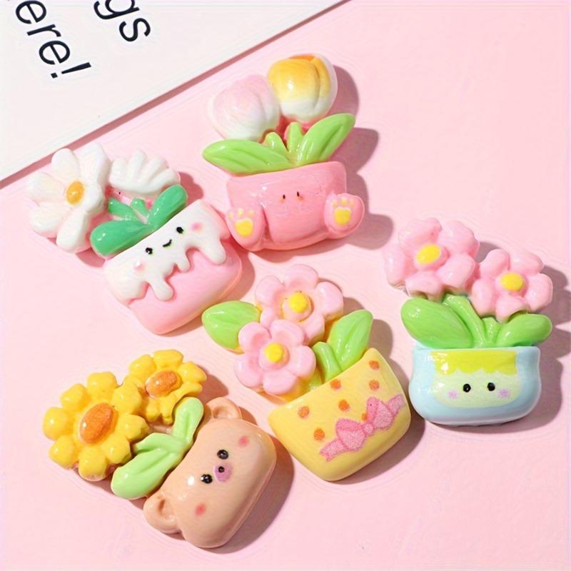 

Cartoon Plants Potted Flowers DIY Cream Glue Patch Handmade Hair Clip Jewelry Bag 10pcs різнокольоровий