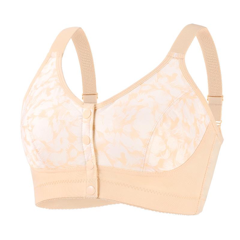 36-52 Super Large Size Bra European and American Size Adjustable Shoulder Strap No Steel Rim Printed Front Buckle Large Size Underwear