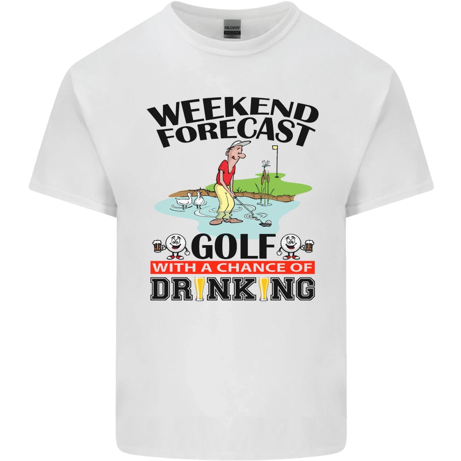 Weekend Forecast Golf with a Chance of Drinking Mens Cotton T-Shirt Tee Top L