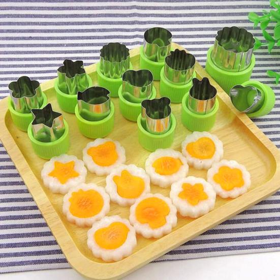 Stainless Steel Vegetable Cookie Cutter Set Multi-Shape Mold for Ravioli Pasta Fruit Carving Non-Stick BPA-Free Dishwasher Safe Essential DIY Tool