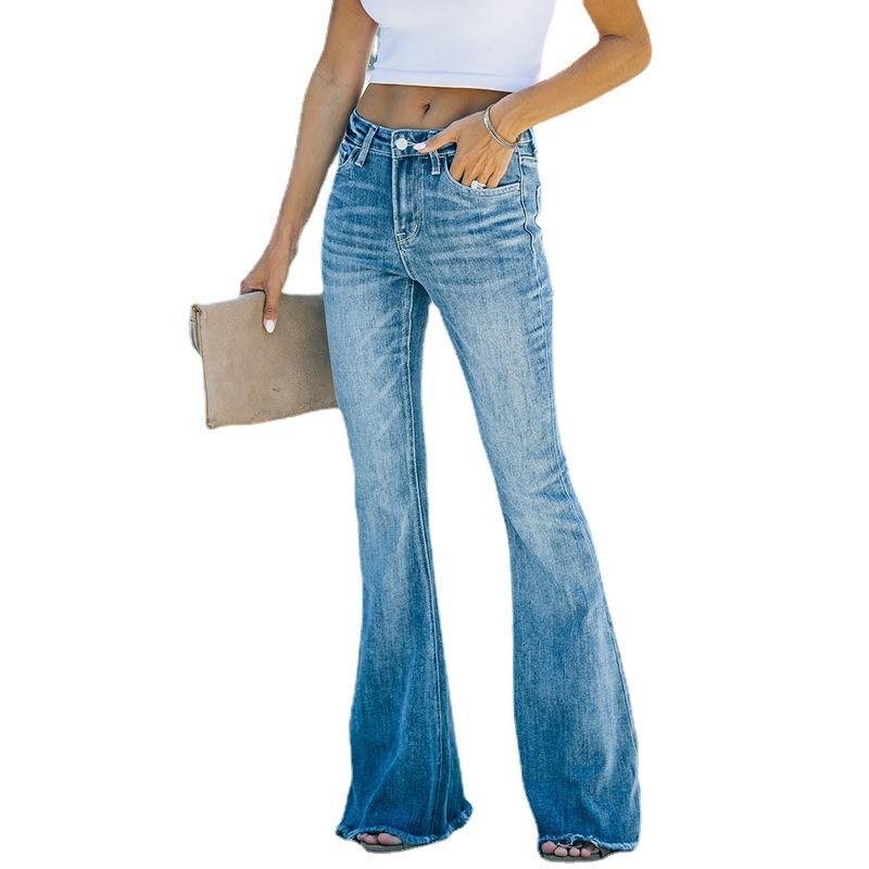 New women's jeans high-waisted elastic micro-speaker washed jeans