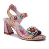 Echtes Leder Handgefertigt Barockstil Retro Blume Bequem Quadratischer Absatz High Heels Sandalen