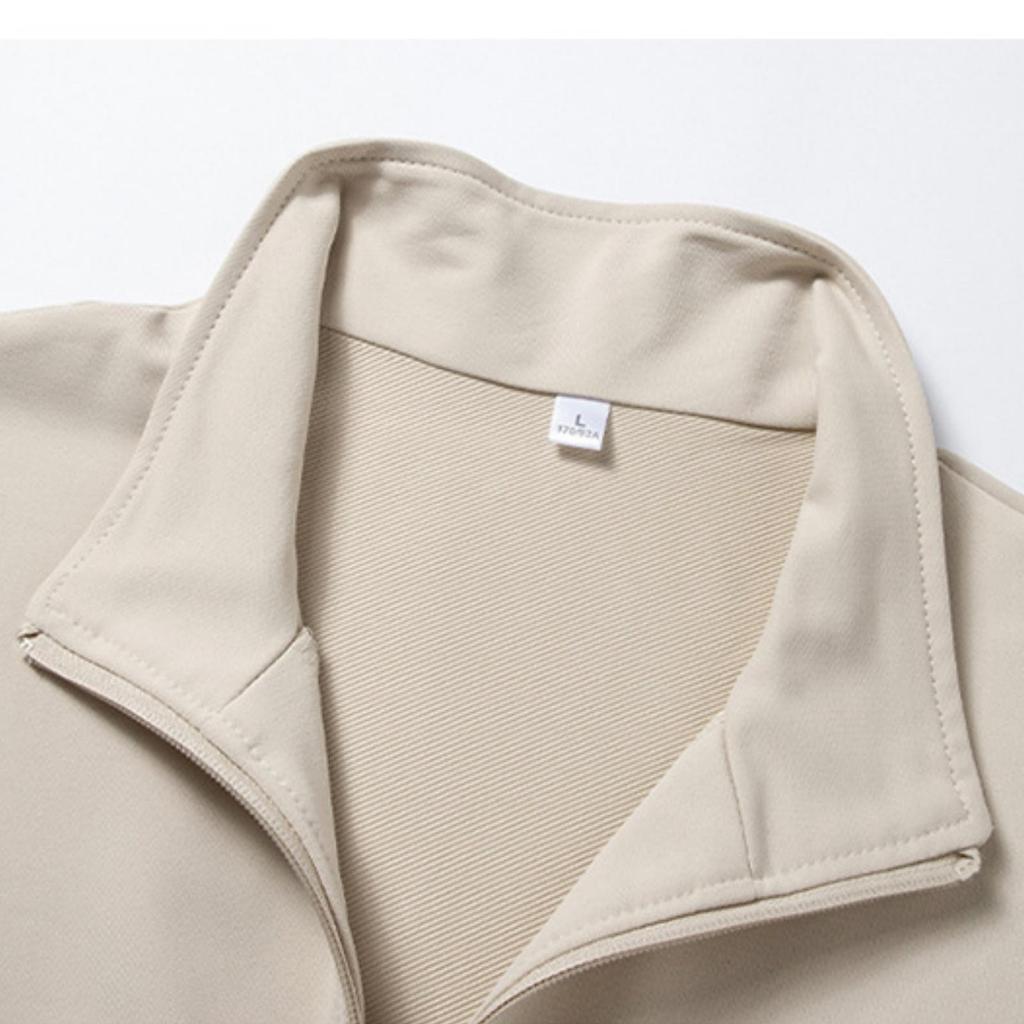 Men's Casual And Fashionable Long-sleeved Lapel Solid Color Zipper Jacket Long Pants Sportswear Set