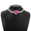 Fashion Bling Rhinestone Rose Heart Pendant Choker Necklace for Women Crystal Wedding Party Statement Jewelry
