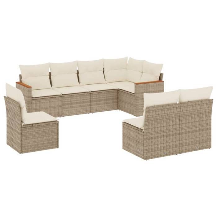 VidaXL Garden Lounge Set with Cushions 8 Pcs, Patio Sofas, Patio Furniture Set, Outdoor Furniture, Beige 3258446