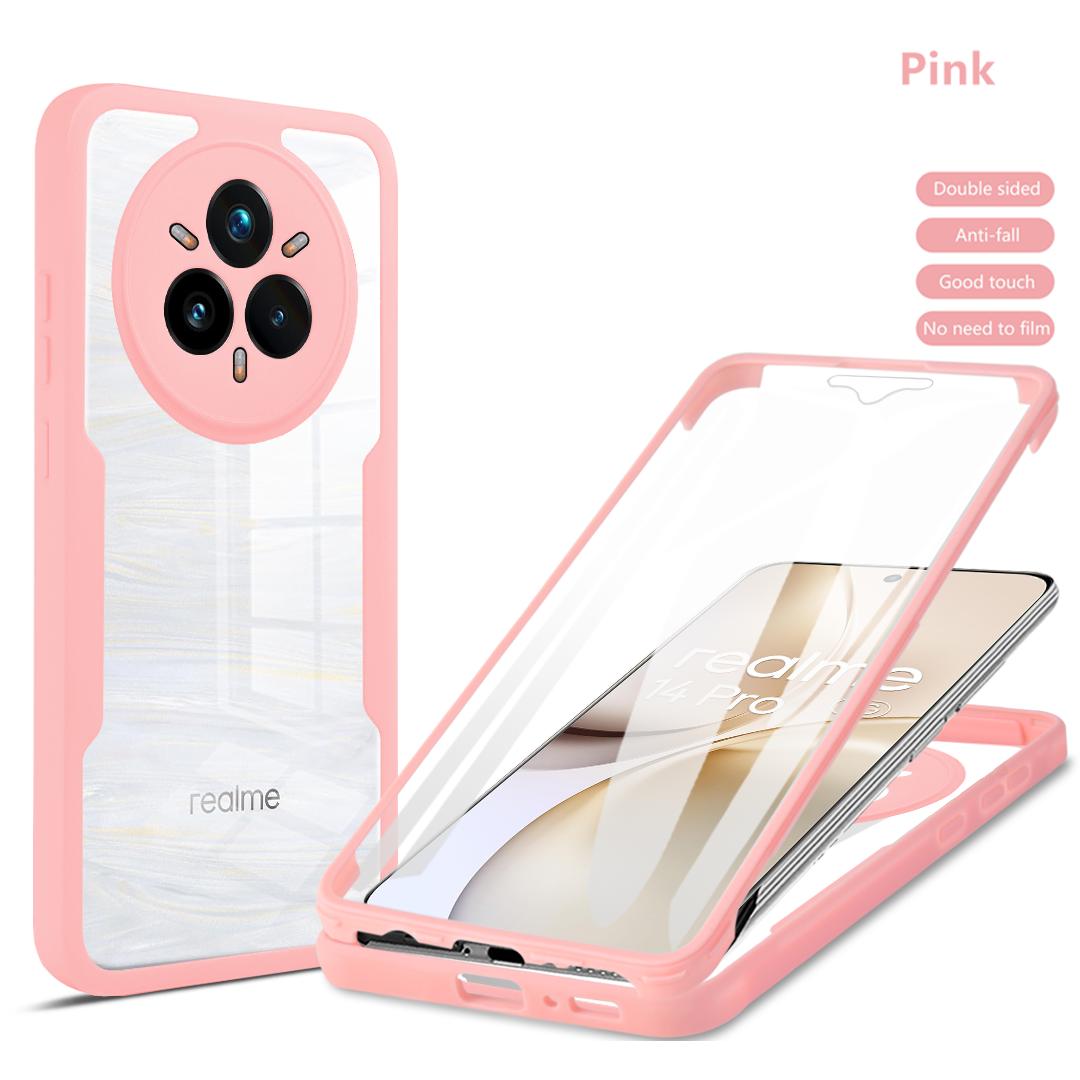 

Повноцінний захист корпусу Протиударний чохол для Realme 14 Pro 5G Pro+ Plus Захисна накладка Прозорий Fundas Coque Capa Realme 14 Pro рожевий
