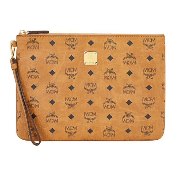 

New MCM Essential Visetos Origina PVC Handbags Clutches Women s Brown Cognac MXZAAVI03CO001 29.5*1.0*21.1CM