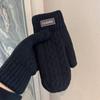 Velvet Thickened Warm Gloves Winter Men's Windproof and Cold-proof Woolen Knitted Double-layered Mittens for Students Outdoor Riding Trend