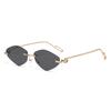 Fashionable Ladies Unisex Frameless Sunglasses Edge Cut Design Slimming Effect Sun Protection High-End Sensation Trendy Eyewear