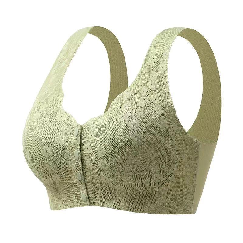 Front Open Full Cup Thin Breathable Gathering Anti Sagging Bra For Middle Aged Women