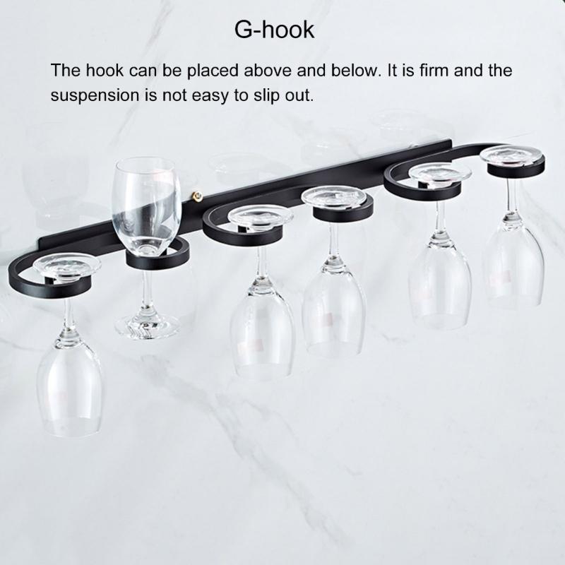 Set of 2 Under Cabinet Wine Glass Hangers Elegant Metal Stemwares Rack Wall Mounted Glass Holder for Kitchen Bars