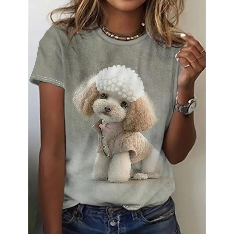 Funny Women's T-Shirts 3d Cute Animal Printed Tee Shirts Harajuku Casual Short Sleeve Tops Oversized Female Clothing Summer New